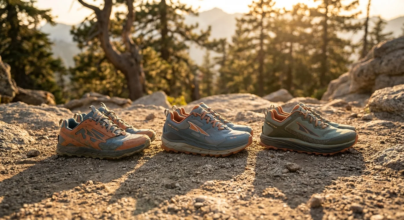 Altra womens trail shoes Lone Peak Olympus Timp lineup side by side