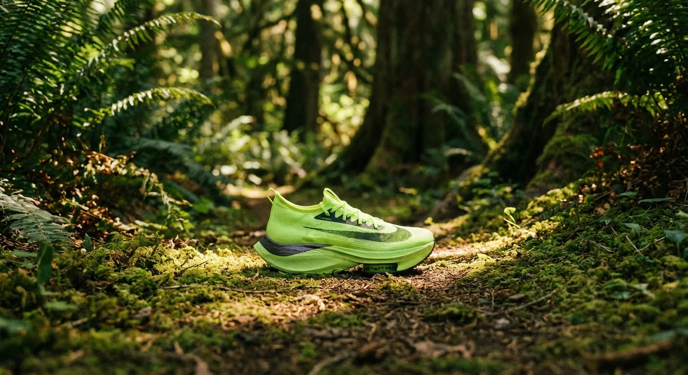 Nike Alphafly 4 racing shoe volt green colorway with carbon plate visible