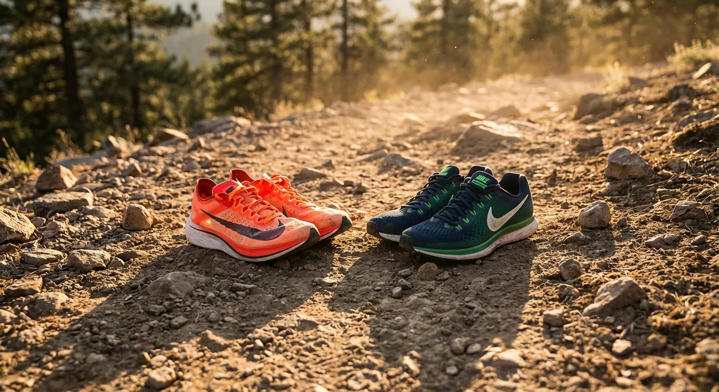 Nike Vaporfly 4 and Nike Pegasus 43 side by side comparison top view