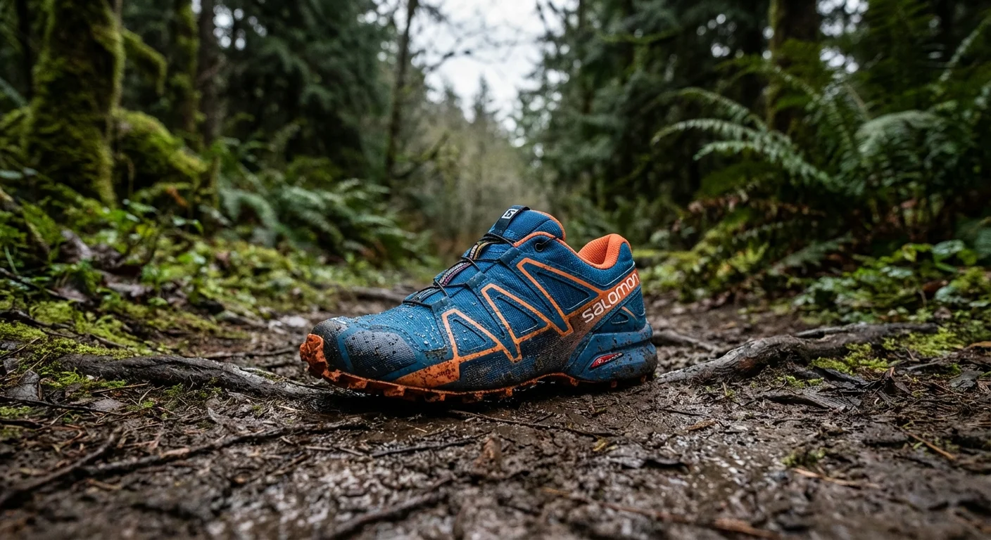 Salomon Speedcross Junior kids trail running shoe in blue colorway