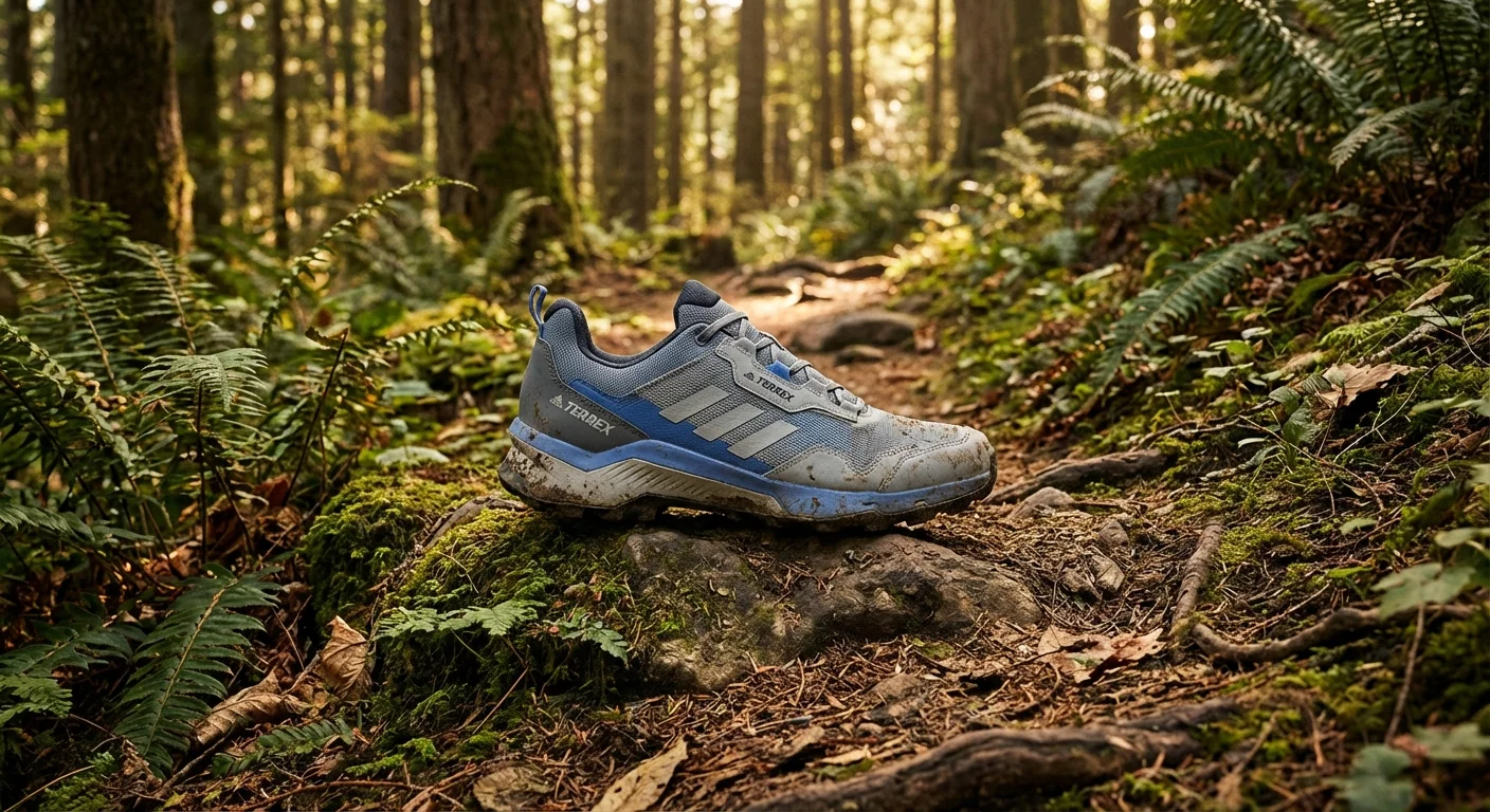 adidas Terrex AX4 trail shoe grey and blue colorway side profile