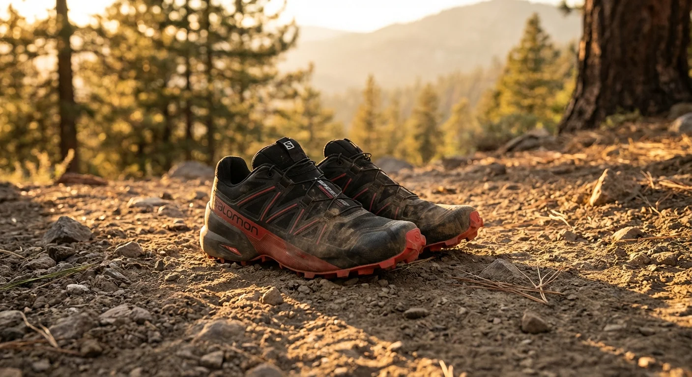 Salomon Speedcross 7 trail running shoe in black and red colorway