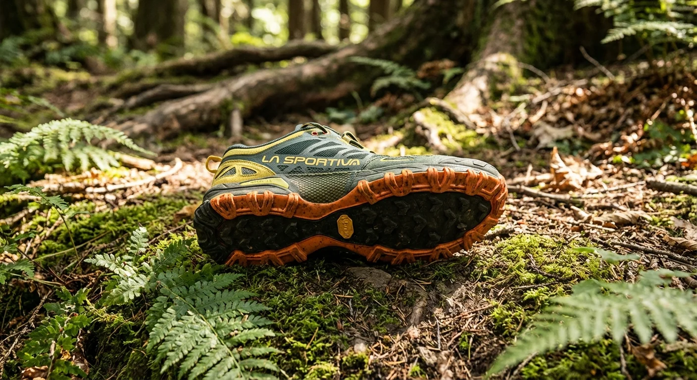La Sportiva Bushido III trail shoe with Vibram Megagrip outsole close-up