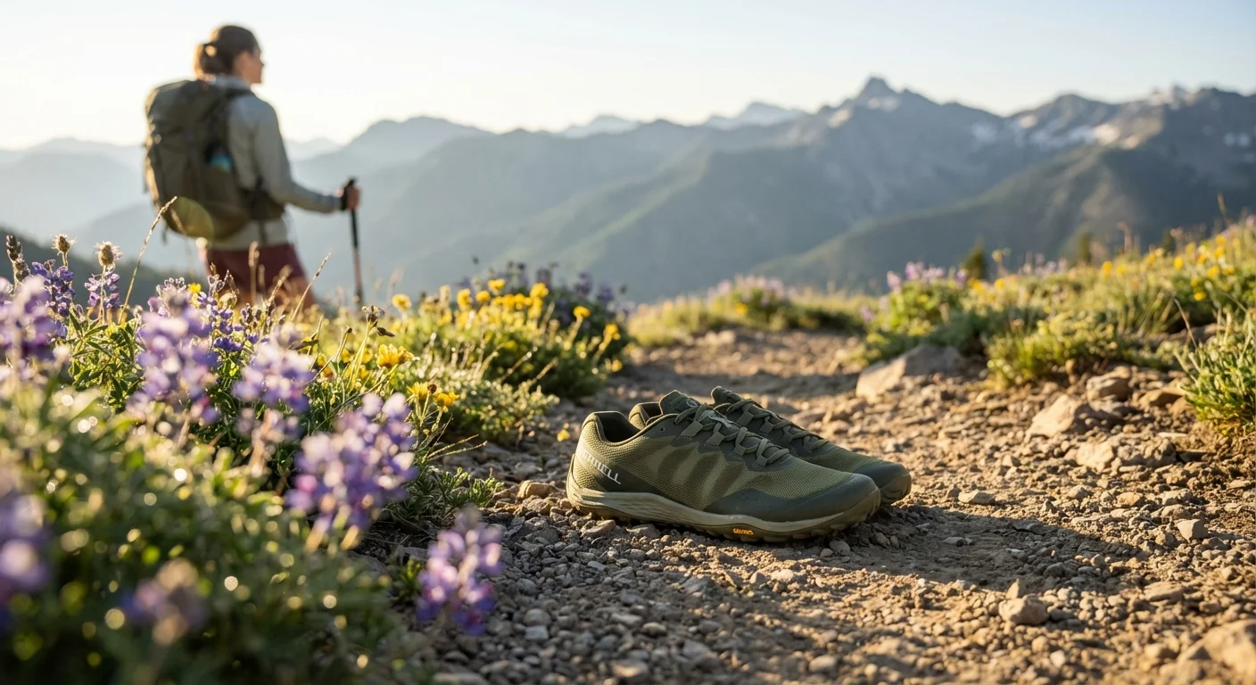 Merrell Trail Glove 8 minimalist trail shoe in olive green colorway