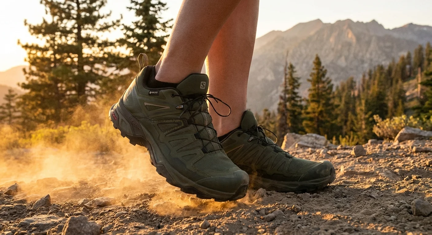 Salomon X Ultra 5 GTX trail walking shoe in olive green colorway