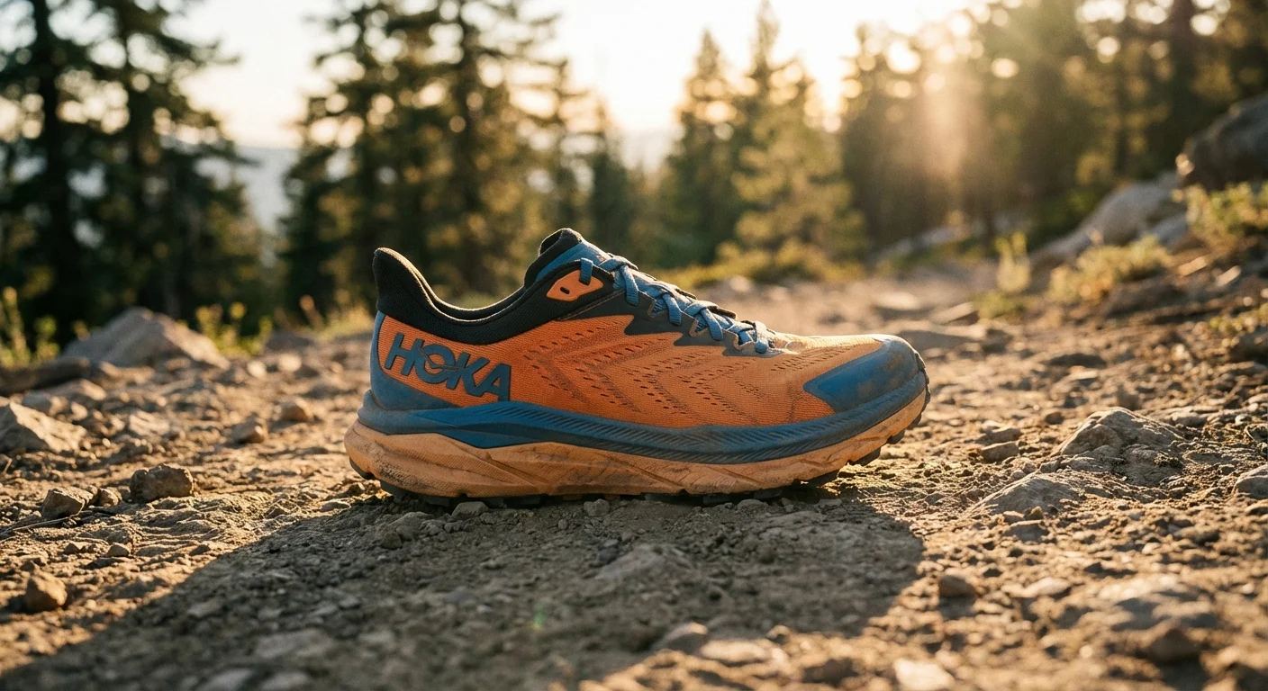 Hoka Tecton X 3 trail running shoe side profile showing thick midsole