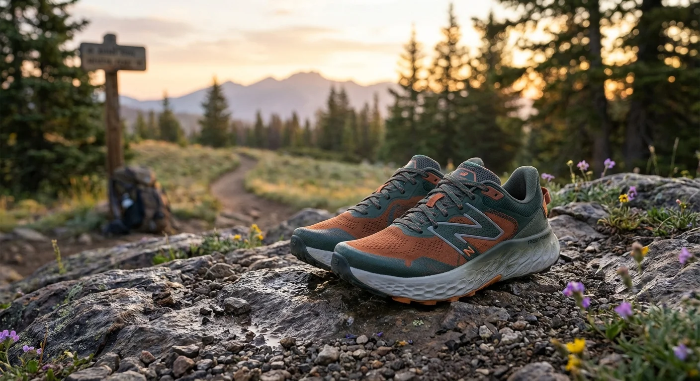 New Balance Fresh Foam X More Trail v4 trail running shoe on rocky surface