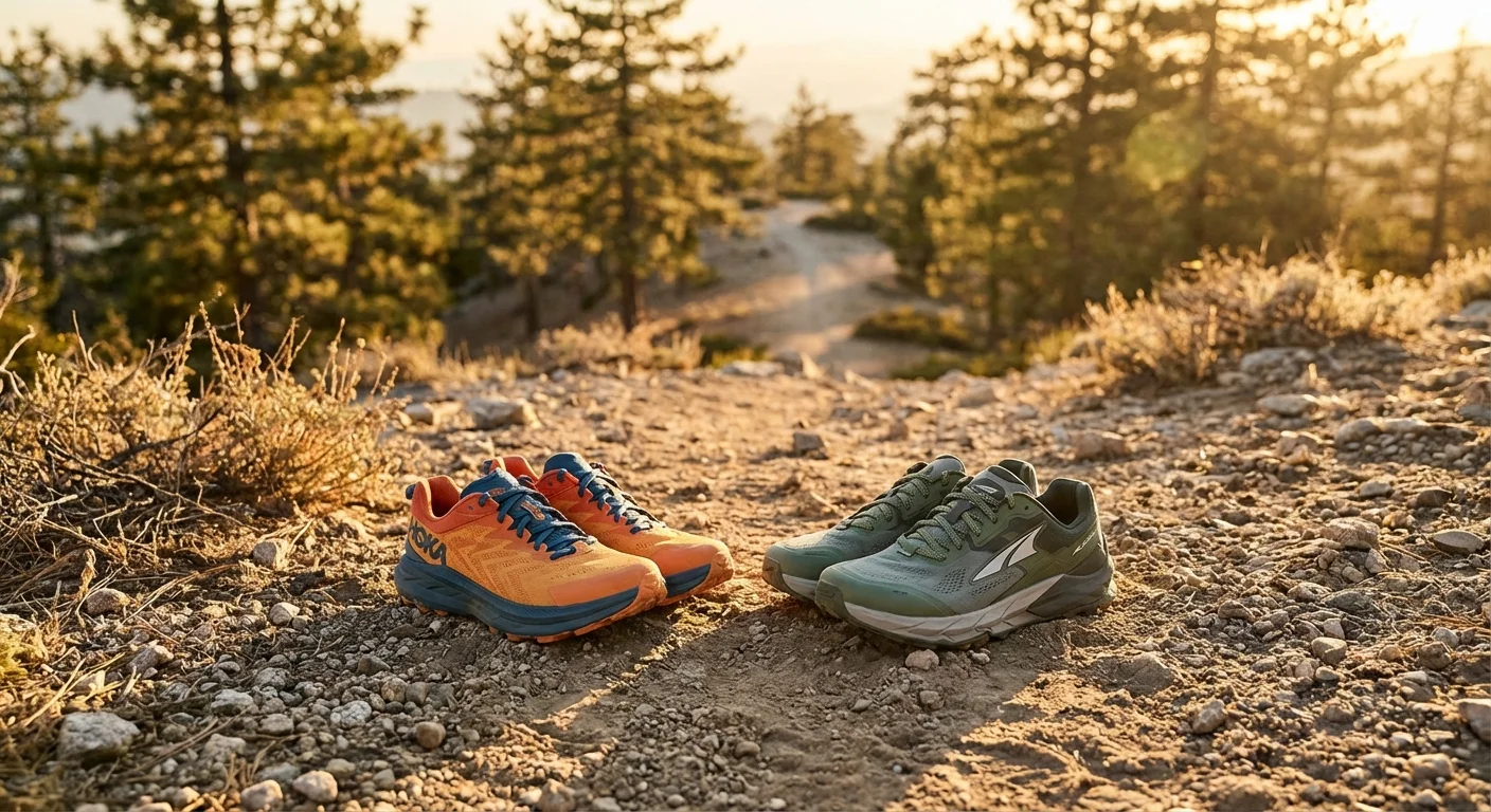 Hoka Tecton X 3 and Altra Olympus 6 trail shoes side by side comparison