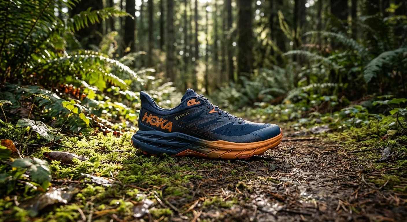 Hoka Speedgoat 6 GTX Winter insulated trail running shoe side profile