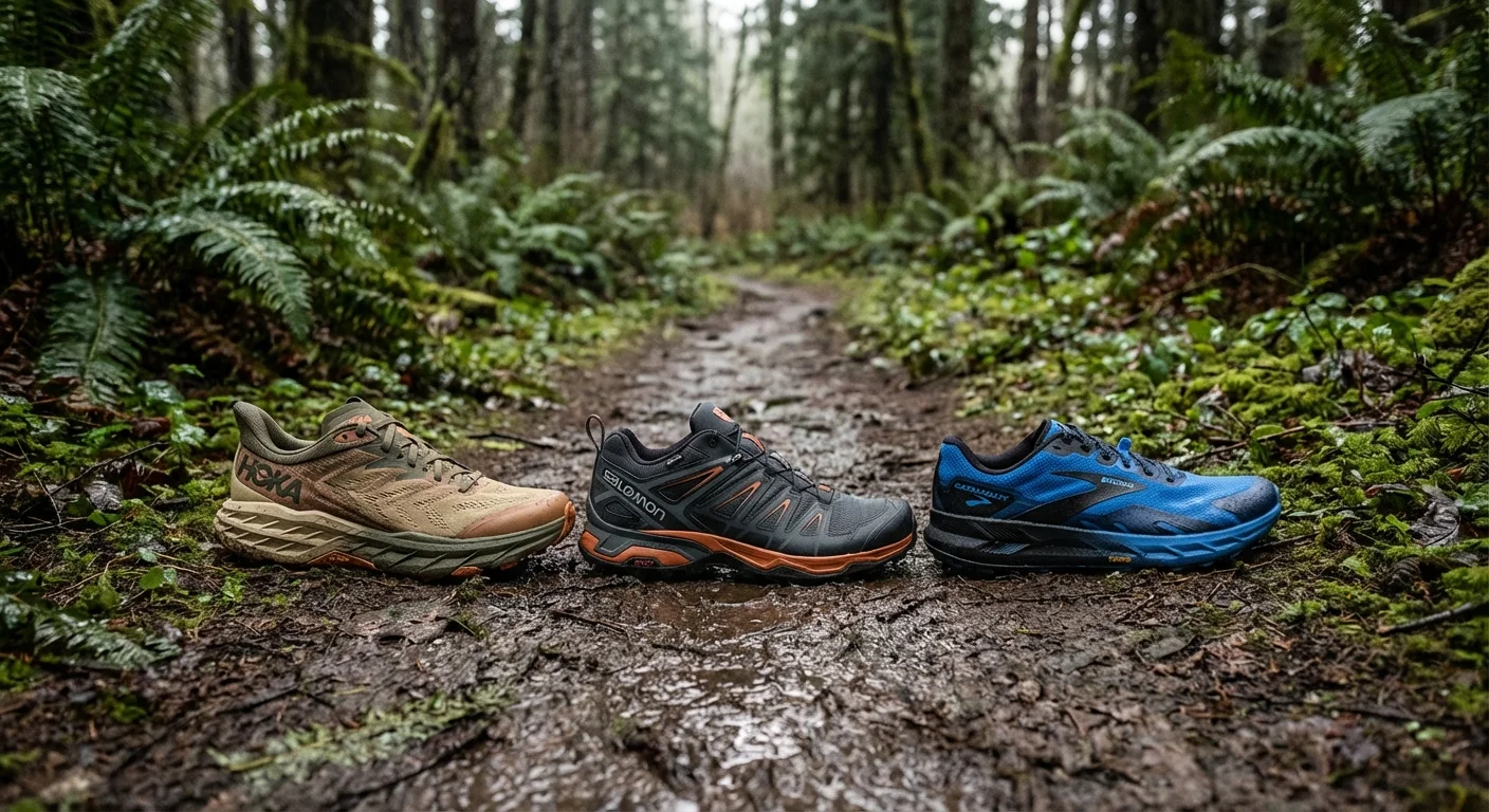 Hoka Speedgoat 6 vs Salomon X Ultra Pioneer vs Brooks Catamount 4 trail running shoes side by side