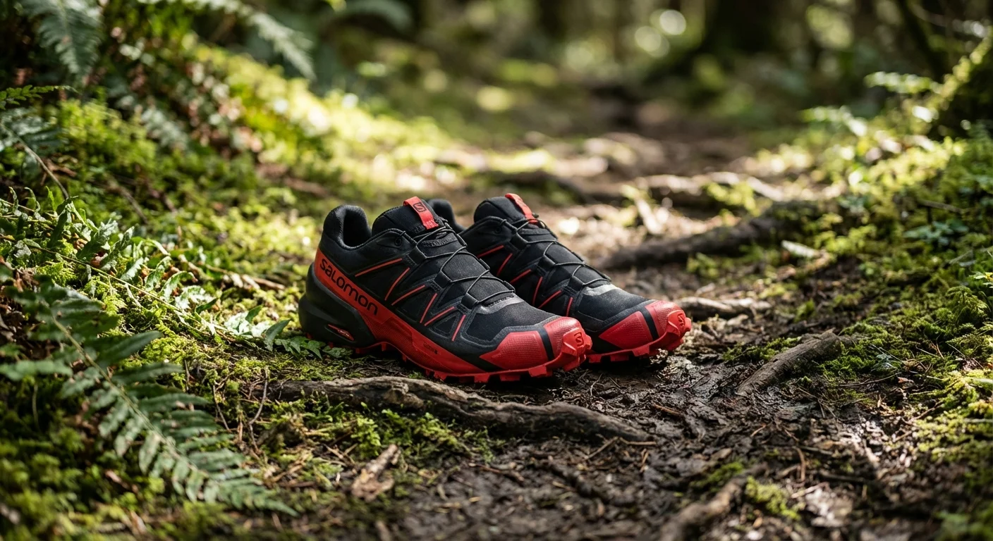 Salomon Speedcross 6 trail running shoe black and red colorway