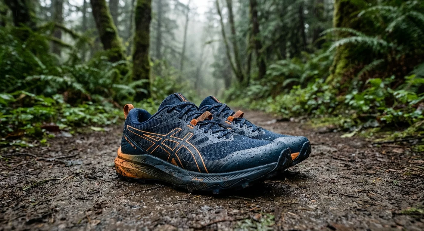 ASICS Trabuco Pro 3 trail running shoe with carbon plate visible