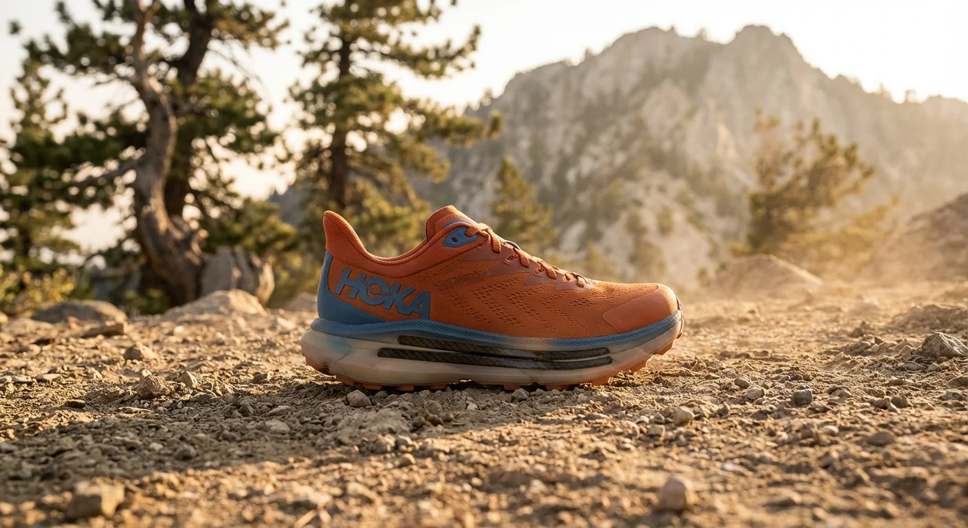 Hoka Tecton X 3 trail running shoe side profile showing dual carbon plate design