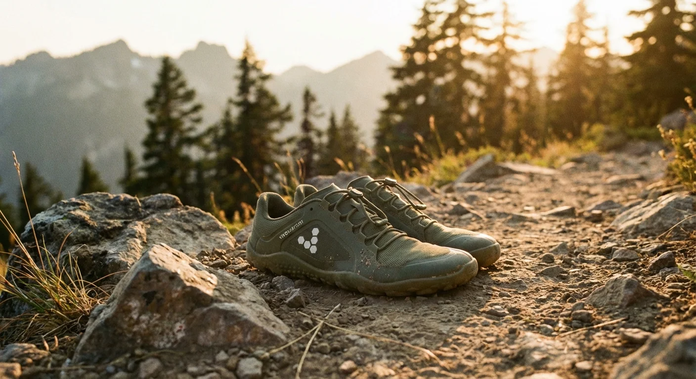 Vivobarefoot Primus Trail III minimalist trail running shoe in olive green colorway