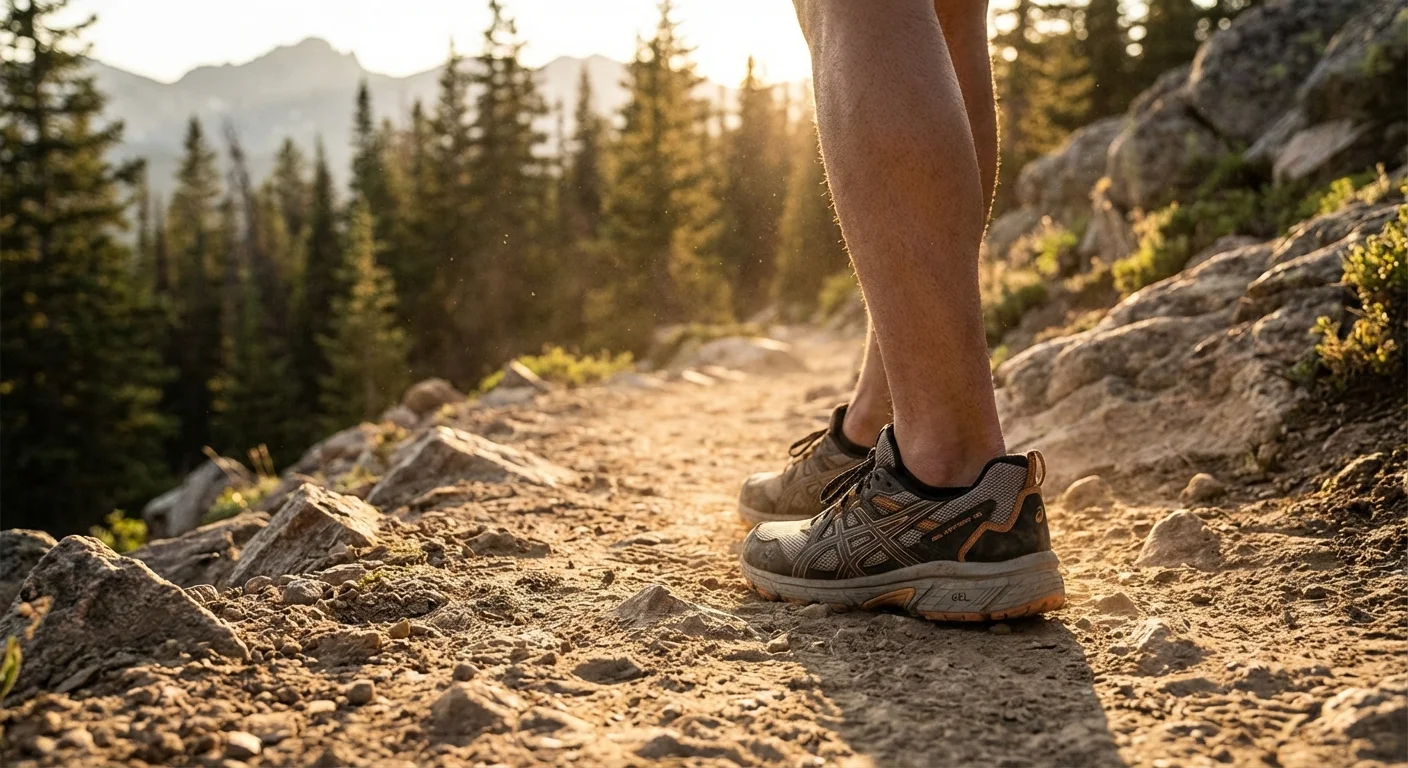 Asics Gel Venture 10 being worn on a dirt trail