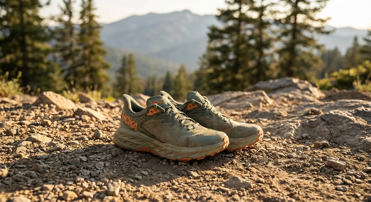 Hoka Speedgoat 6 on rocky mountain trail