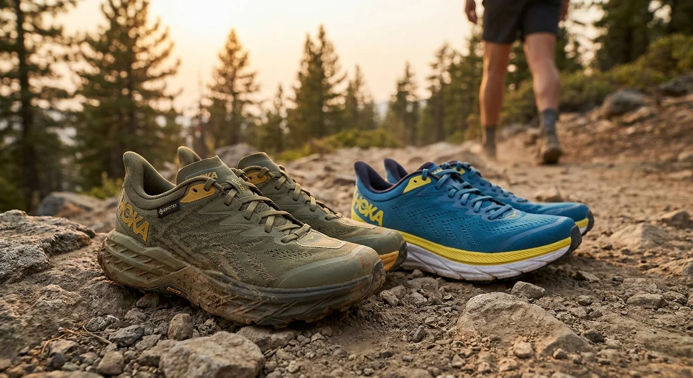 Hoka Speedgoat 5 GTX Gore-Tex version next to standard mesh version comparison