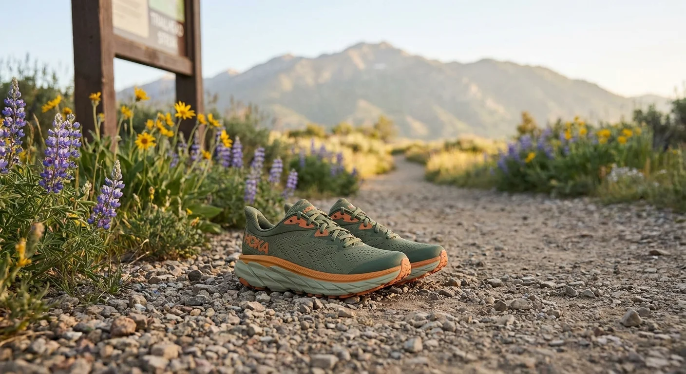 Hoka Challenger ATR 8 running shoe on gravel trail path